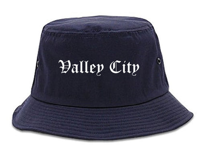 Valley City North Dakota ND Old English Mens Bucket Hat Navy Blue