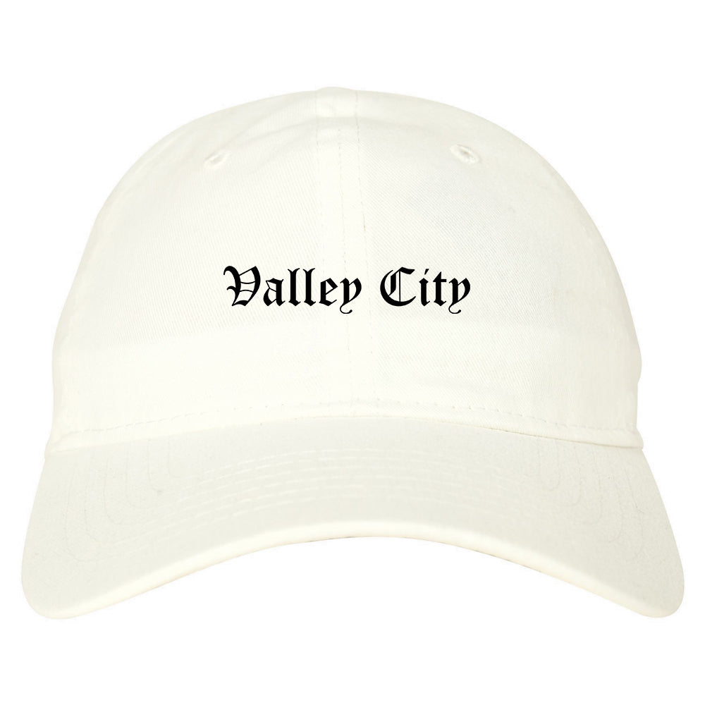 Valley City North Dakota ND Old English Mens Dad Hat Baseball Cap White