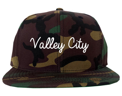 Valley City North Dakota ND Script Mens Snapback Hat Army Camo