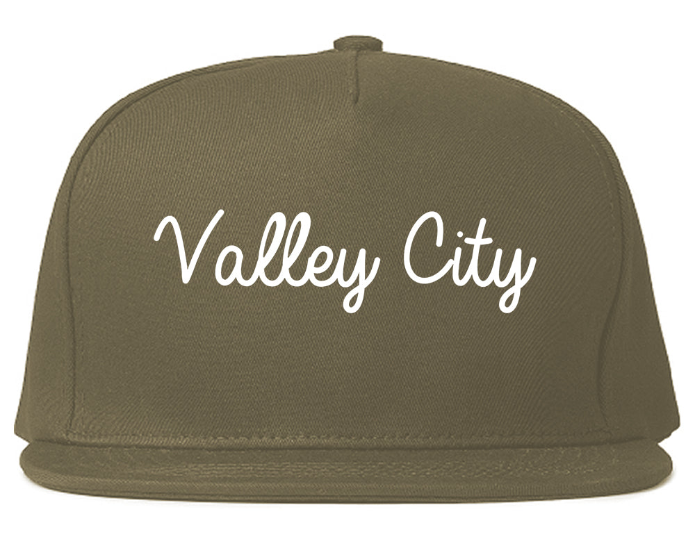 Valley City North Dakota ND Script Mens Snapback Hat Grey