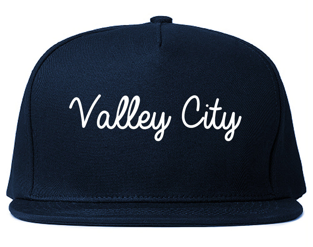 Valley City North Dakota ND Script Mens Snapback Hat Navy Blue