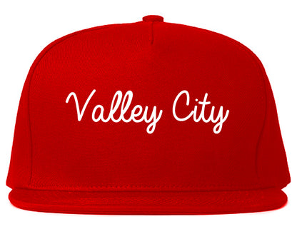 Valley City North Dakota ND Script Mens Snapback Hat Red