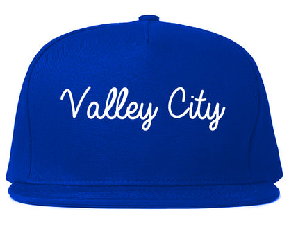 Valley City North Dakota ND Script Mens Snapback Hat Royal Blue