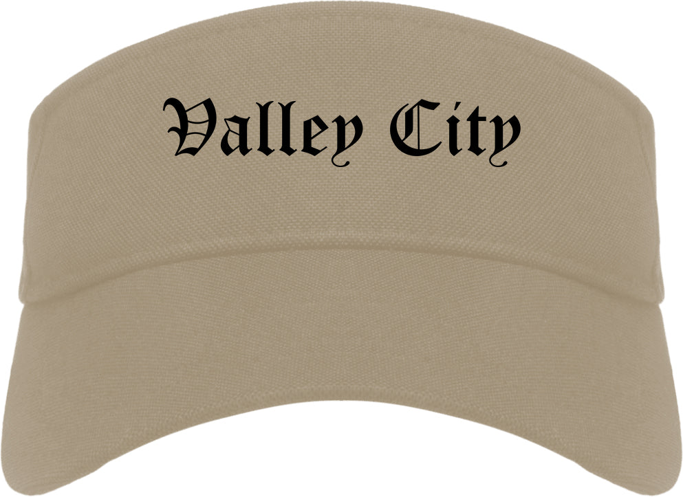 Valley City North Dakota ND Old English Mens Visor Cap Hat Khaki