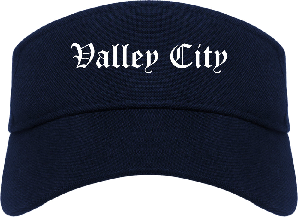 Valley City North Dakota ND Old English Mens Visor Cap Hat Navy Blue