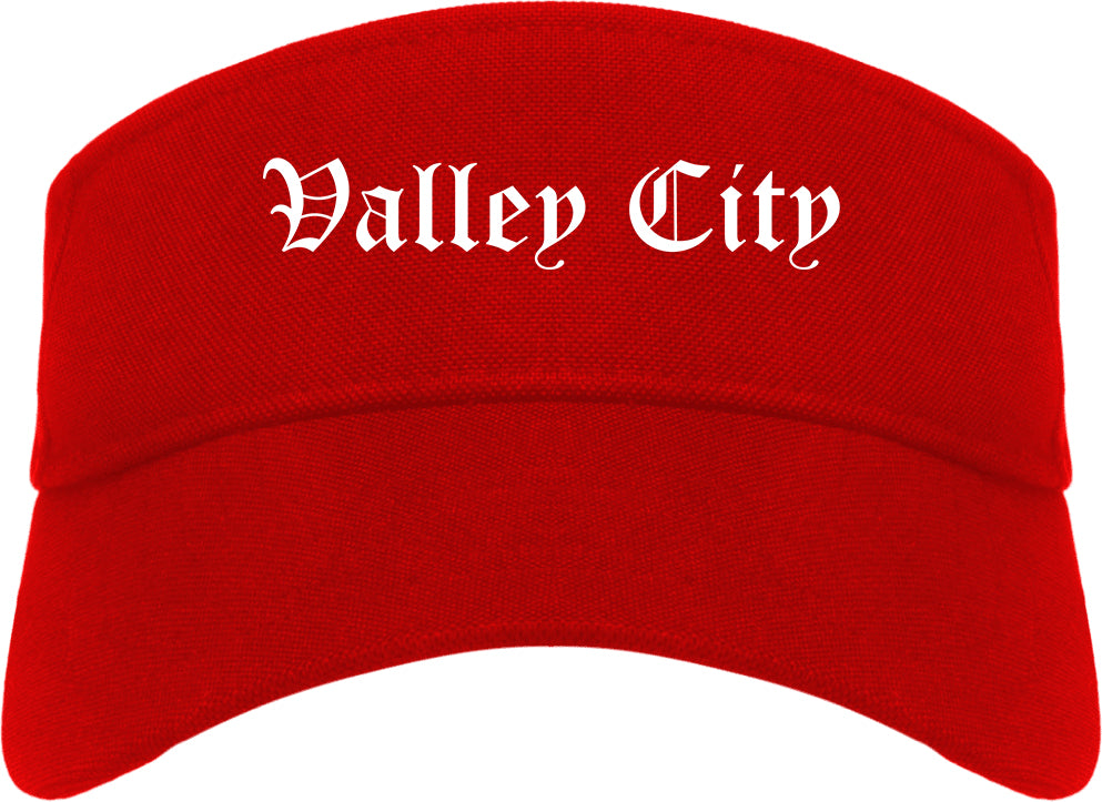 Valley City North Dakota ND Old English Mens Visor Cap Hat Red