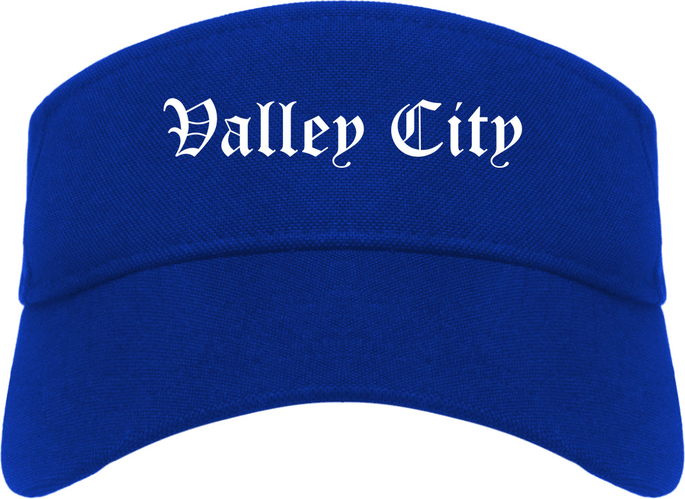 Valley City North Dakota ND Old English Mens Visor Cap Hat Royal Blue