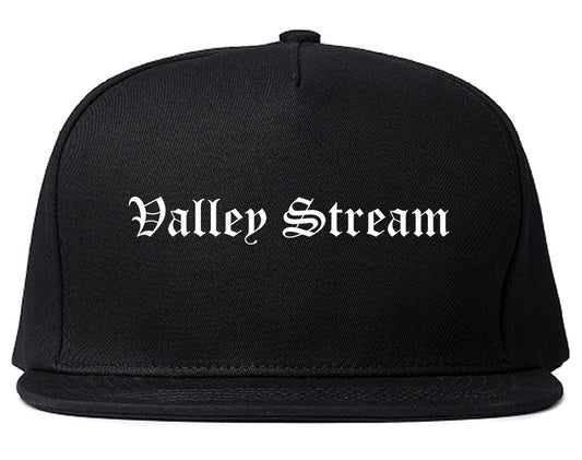 Valley Stream New York NY Old English Mens Snapback Hat Black