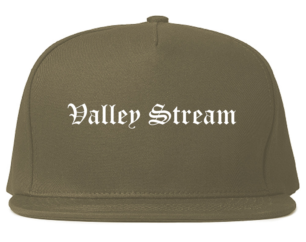 Valley Stream New York NY Old English Mens Snapback Hat Grey