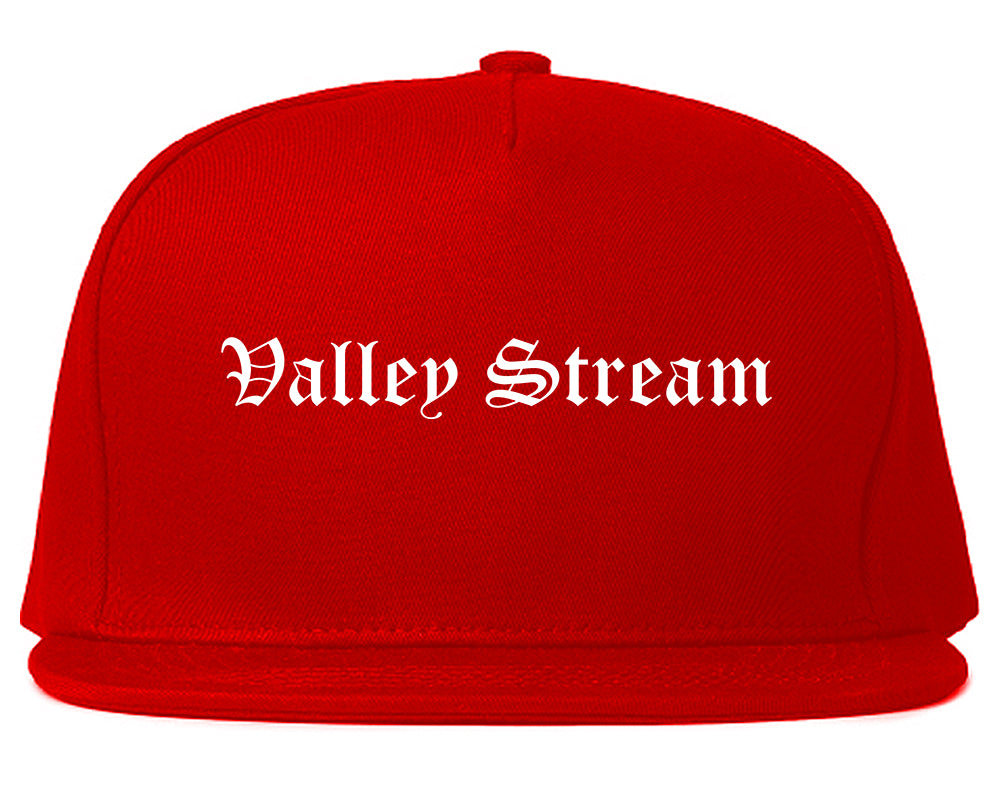 Valley Stream New York NY Old English Mens Snapback Hat Red