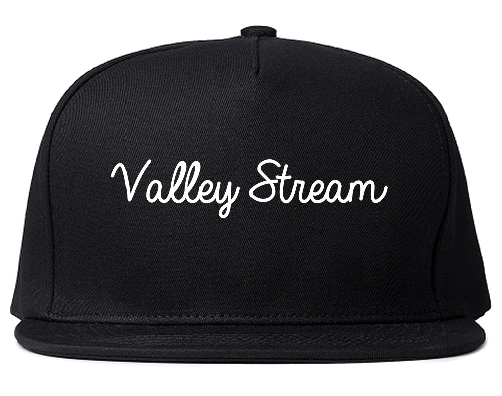 Valley Stream New York NY Script Mens Snapback Hat Black