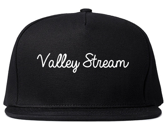 Valley Stream New York NY Script Mens Snapback Hat Black