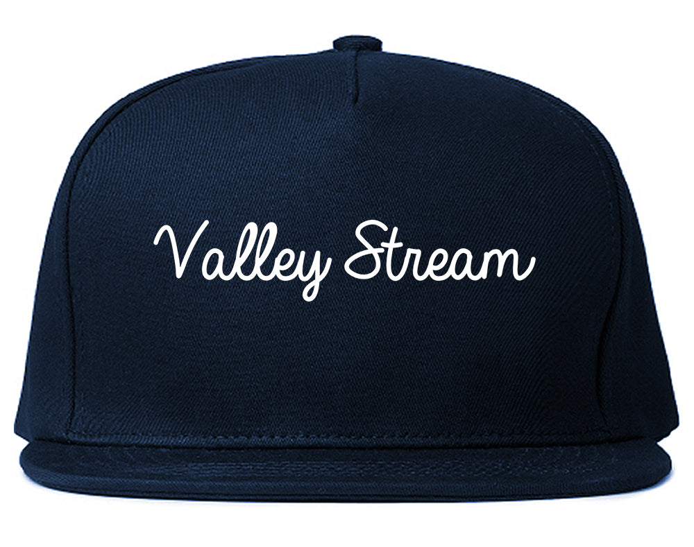 Valley Stream New York NY Script Mens Snapback Hat Navy Blue