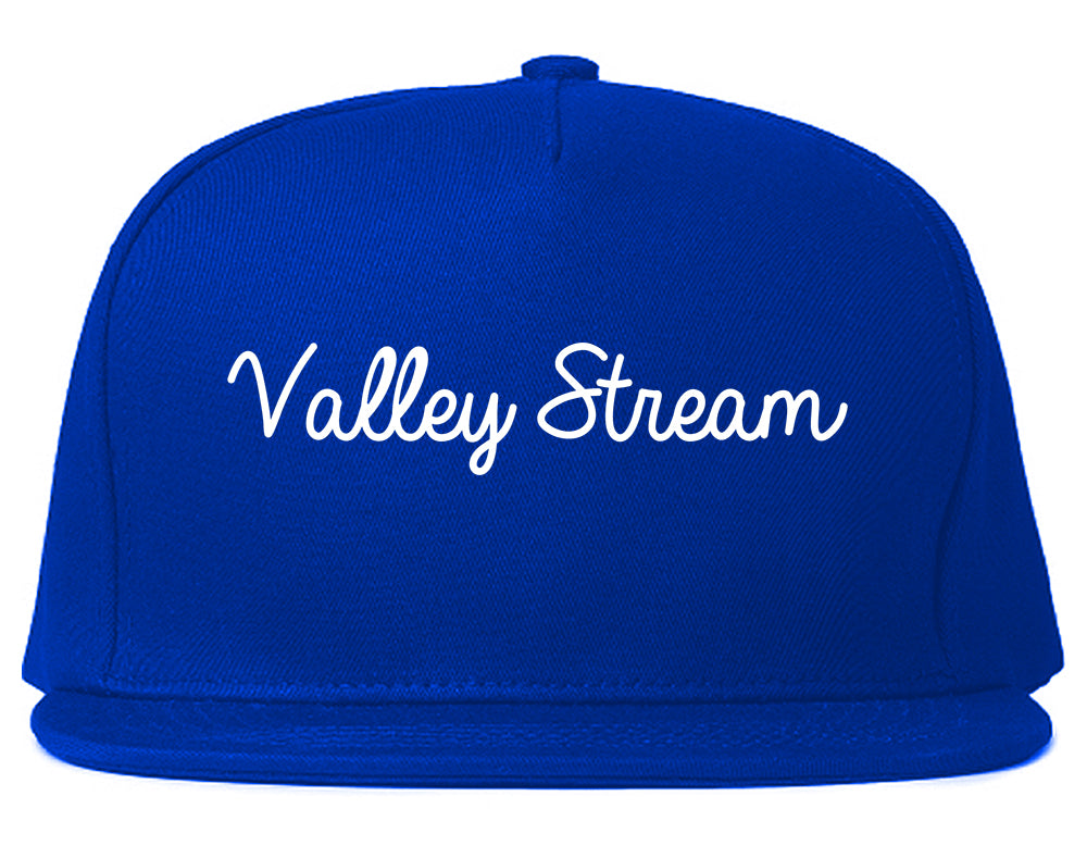 Valley Stream New York NY Script Mens Snapback Hat Royal Blue