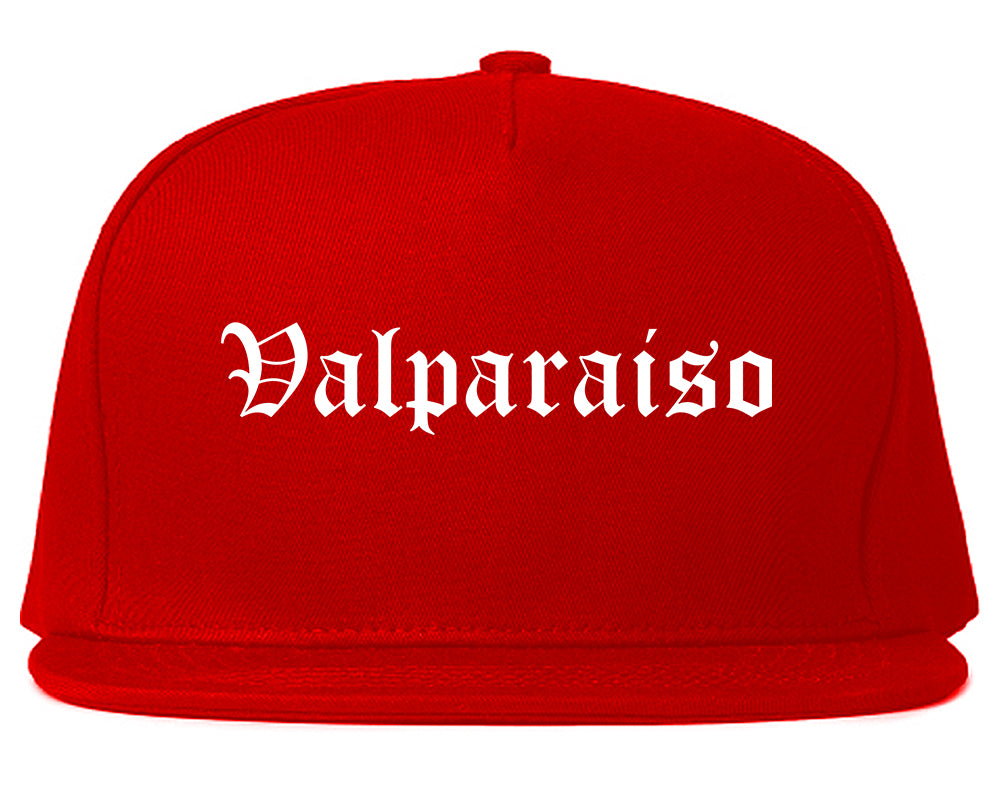 Valparaiso Indiana IN Old English Mens Snapback Hat Red