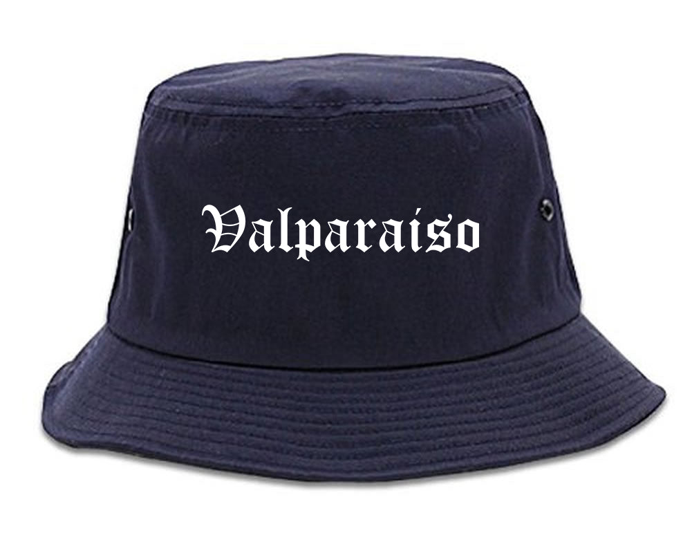 Valparaiso Indiana IN Old English Mens Bucket Hat Navy Blue