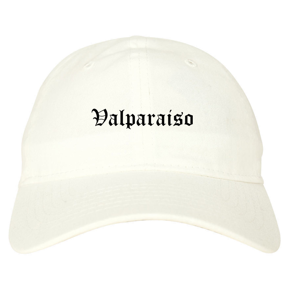 Valparaiso Indiana IN Old English Mens Dad Hat Baseball Cap White