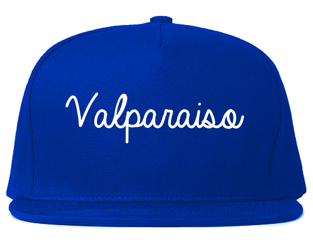 Valparaiso Indiana IN Script Mens Snapback Hat Royal Blue