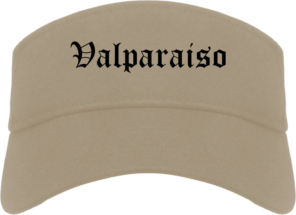 Valparaiso Indiana IN Old English Mens Visor Cap Hat Khaki