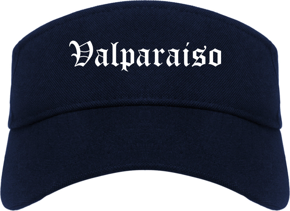Valparaiso Indiana IN Old English Mens Visor Cap Hat Navy Blue
