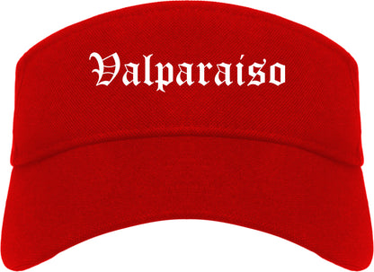 Valparaiso Indiana IN Old English Mens Visor Cap Hat Red