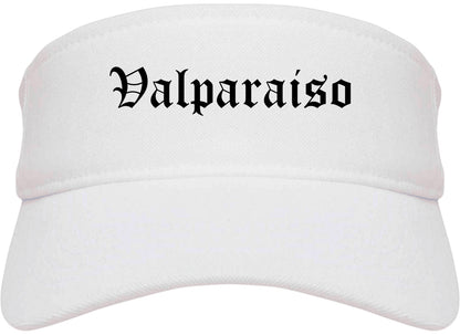 Valparaiso Indiana IN Old English Mens Visor Cap Hat White