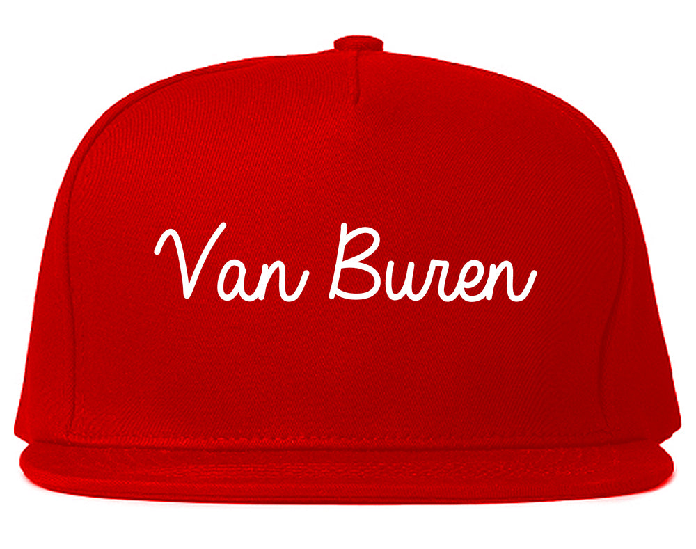 Van Buren Arkansas AR Script Mens Snapback Hat Red