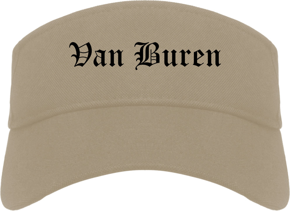 Van Buren Arkansas AR Old English Mens Visor Cap Hat Khaki