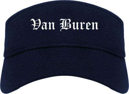 Van Buren Arkansas AR Old English Mens Visor Cap Hat Navy Blue