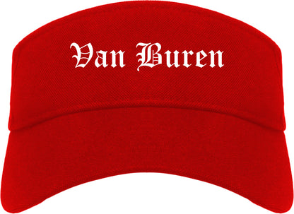 Van Buren Arkansas AR Old English Mens Visor Cap Hat Red