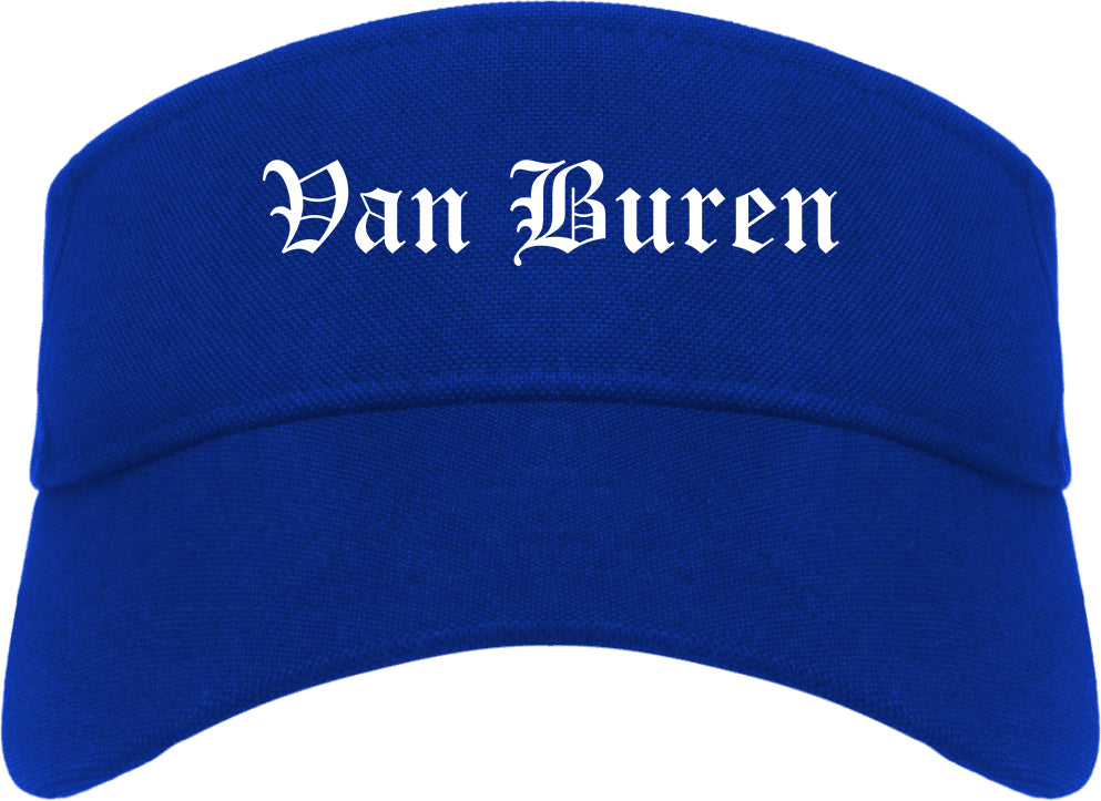 Van Buren Arkansas AR Old English Mens Visor Cap Hat Royal Blue