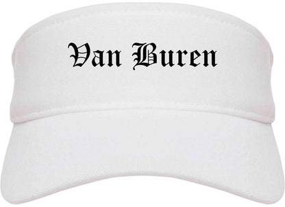 Van Buren Arkansas AR Old English Mens Visor Cap Hat White
