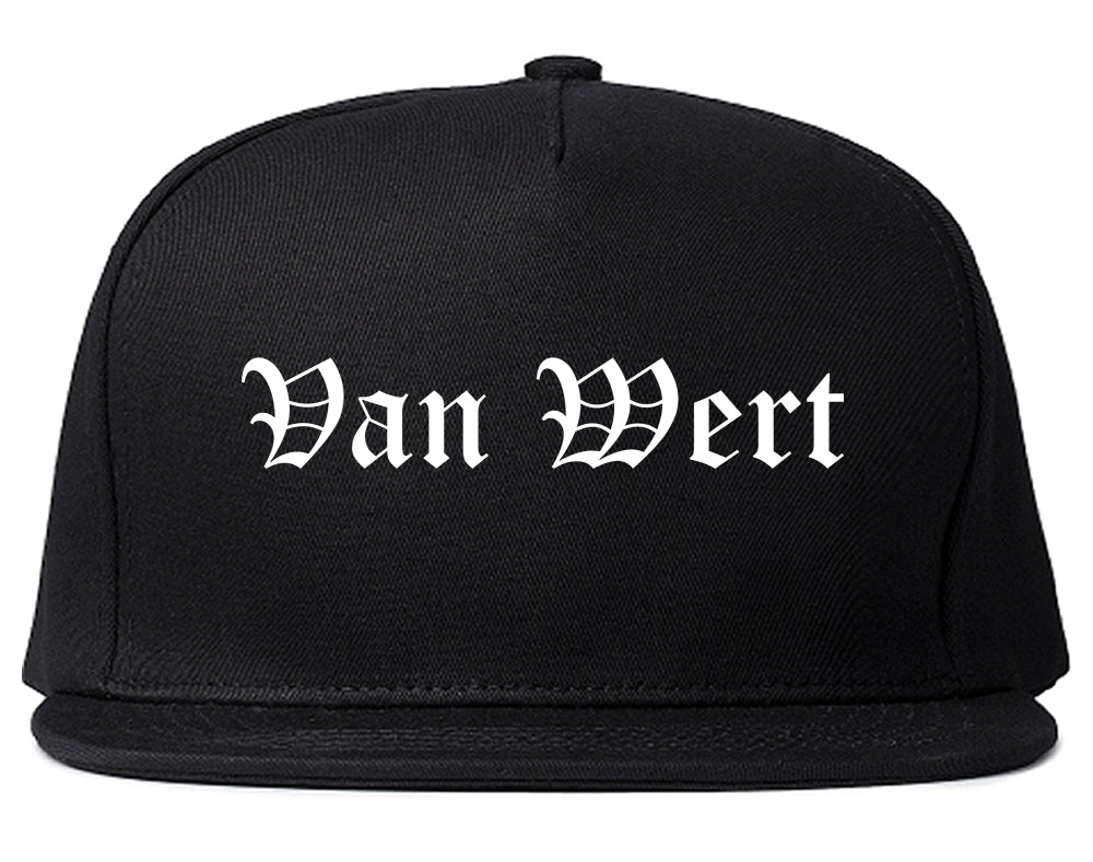 Van Wert Ohio OH Old English Mens Snapback Hat Black