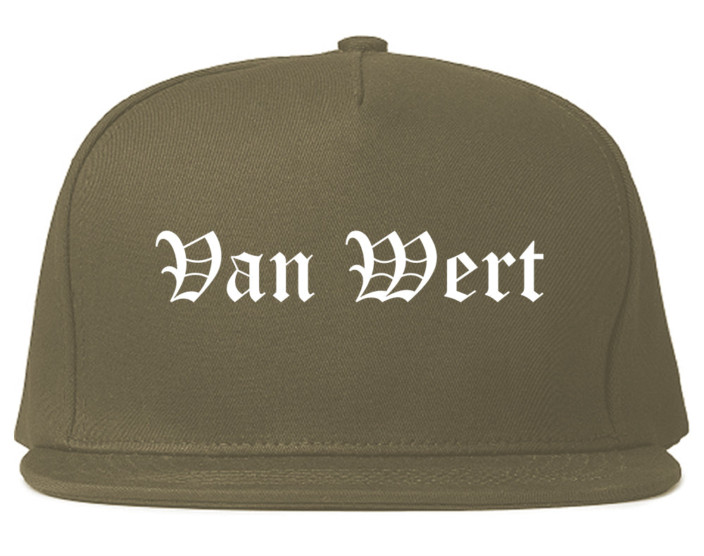 Van Wert Ohio OH Old English Mens Snapback Hat Grey