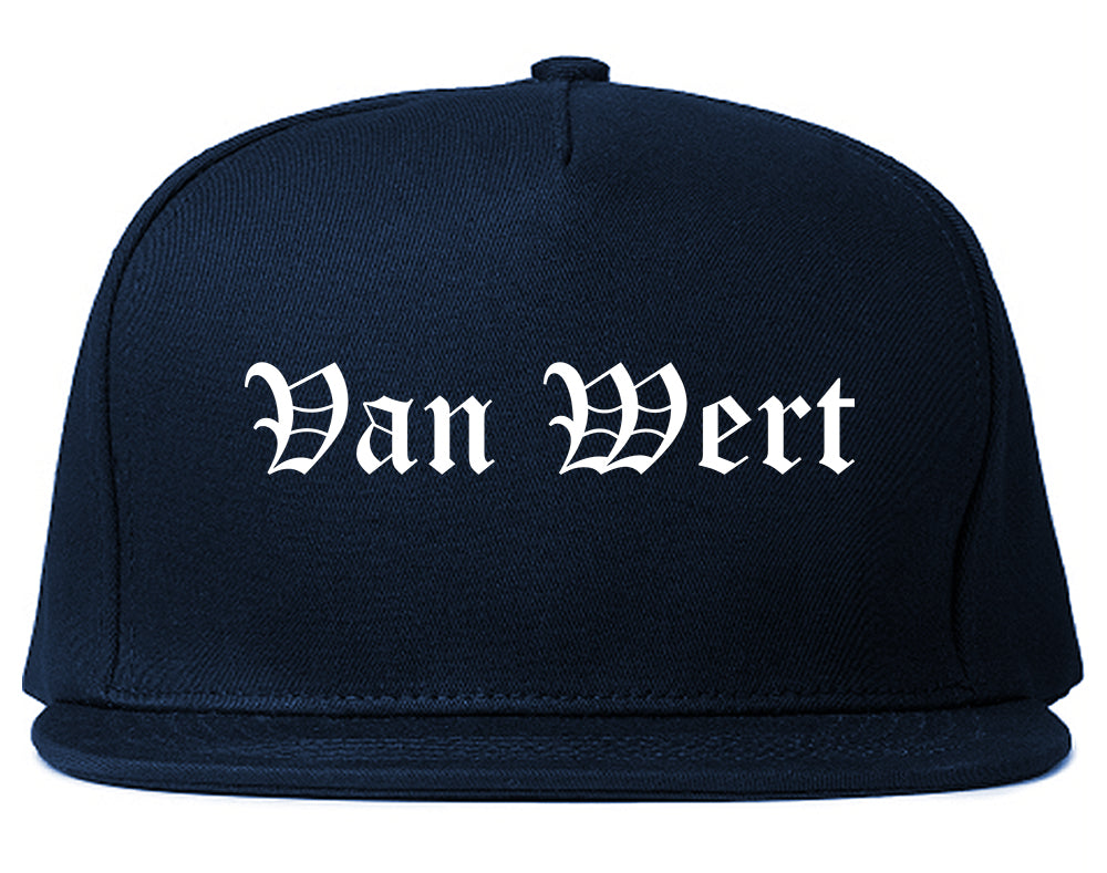 Van Wert Ohio OH Old English Mens Snapback Hat Navy Blue