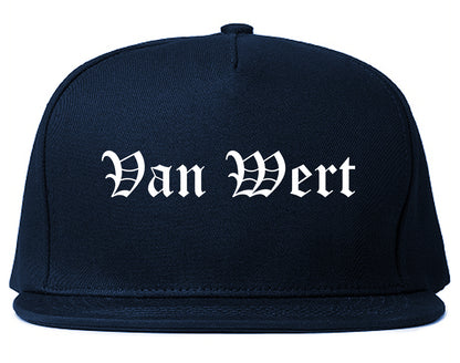 Van Wert Ohio OH Old English Mens Snapback Hat Navy Blue