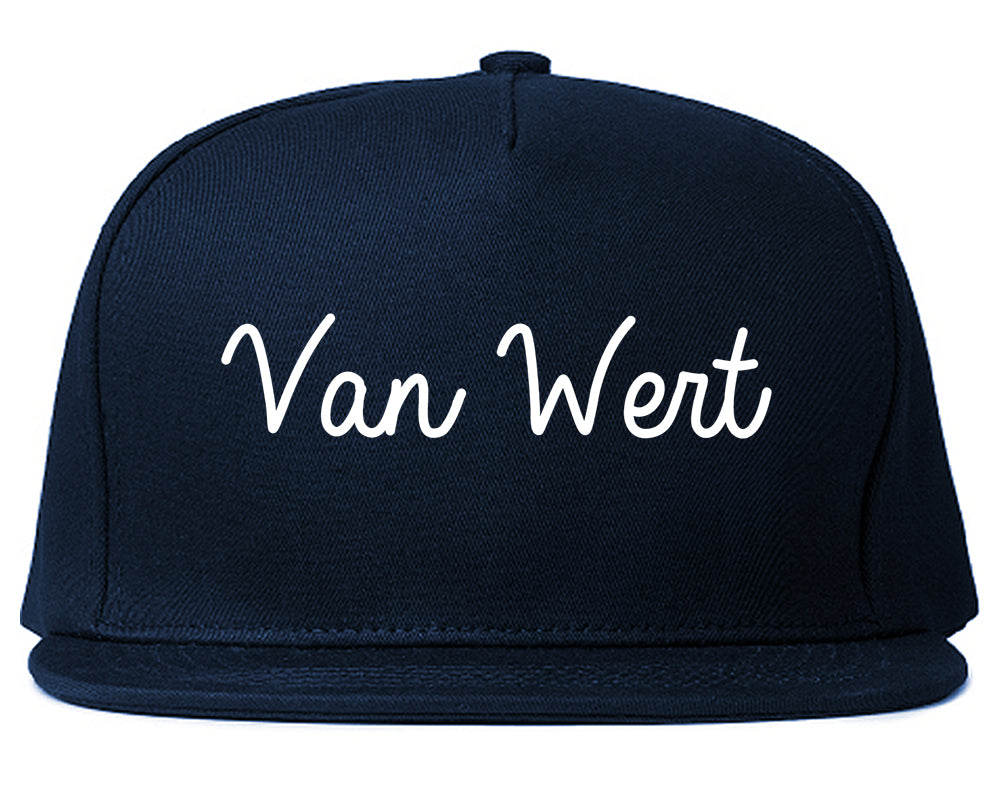 Van Wert Ohio OH Script Mens Snapback Hat Navy Blue