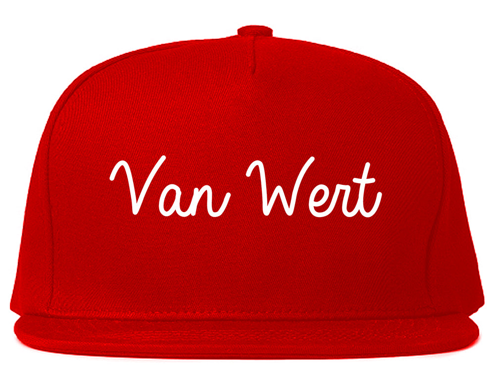 Van Wert Ohio OH Script Mens Snapback Hat Red