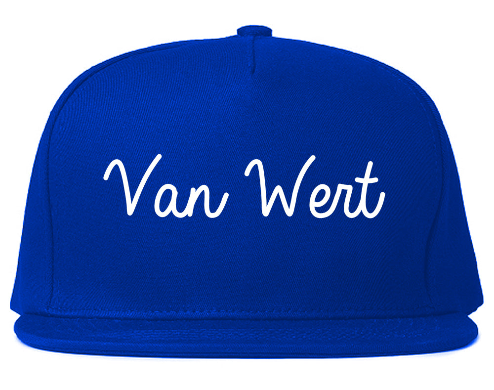 Van Wert Ohio OH Script Mens Snapback Hat Royal Blue