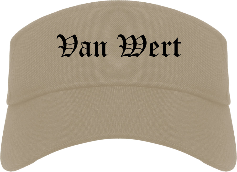 Van Wert Ohio OH Old English Mens Visor Cap Hat Khaki