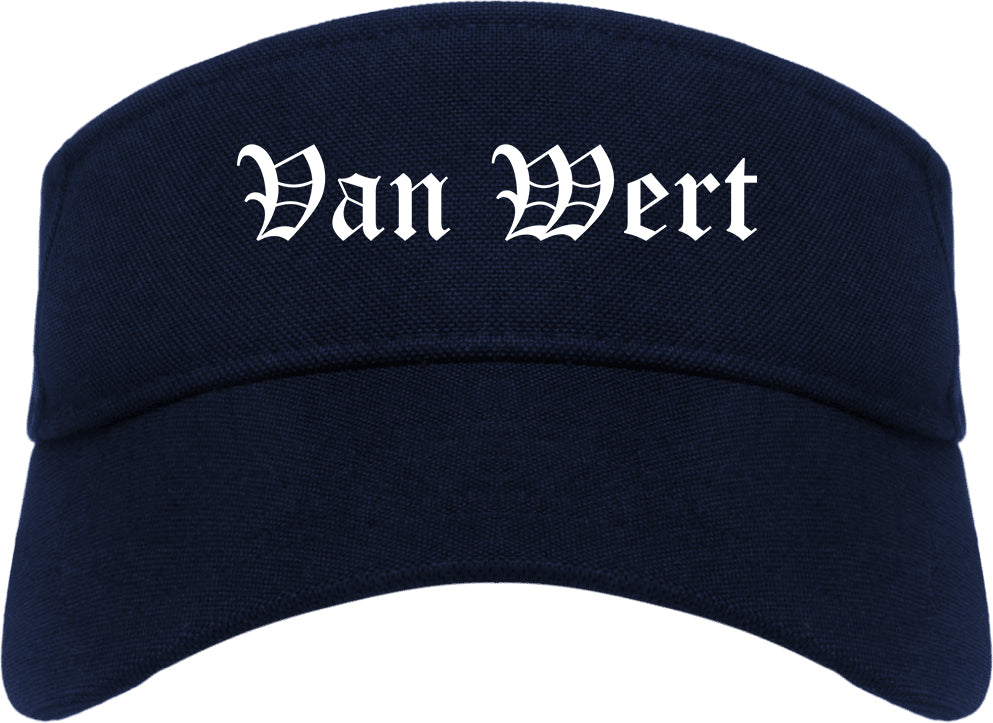 Van Wert Ohio OH Old English Mens Visor Cap Hat Navy Blue