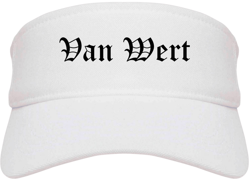 Van Wert Ohio OH Old English Mens Visor Cap Hat White