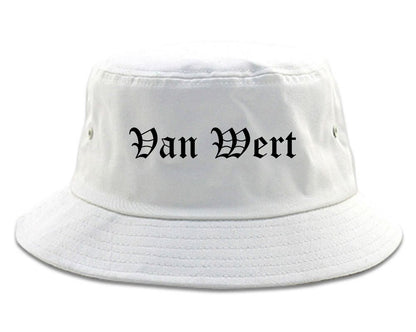 Van Wert Ohio OH Old English Mens Bucket Hat White