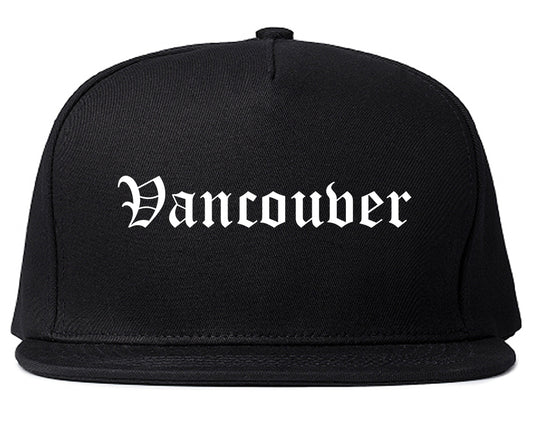Vancouver Washington WA Old English Mens Snapback Hat Black