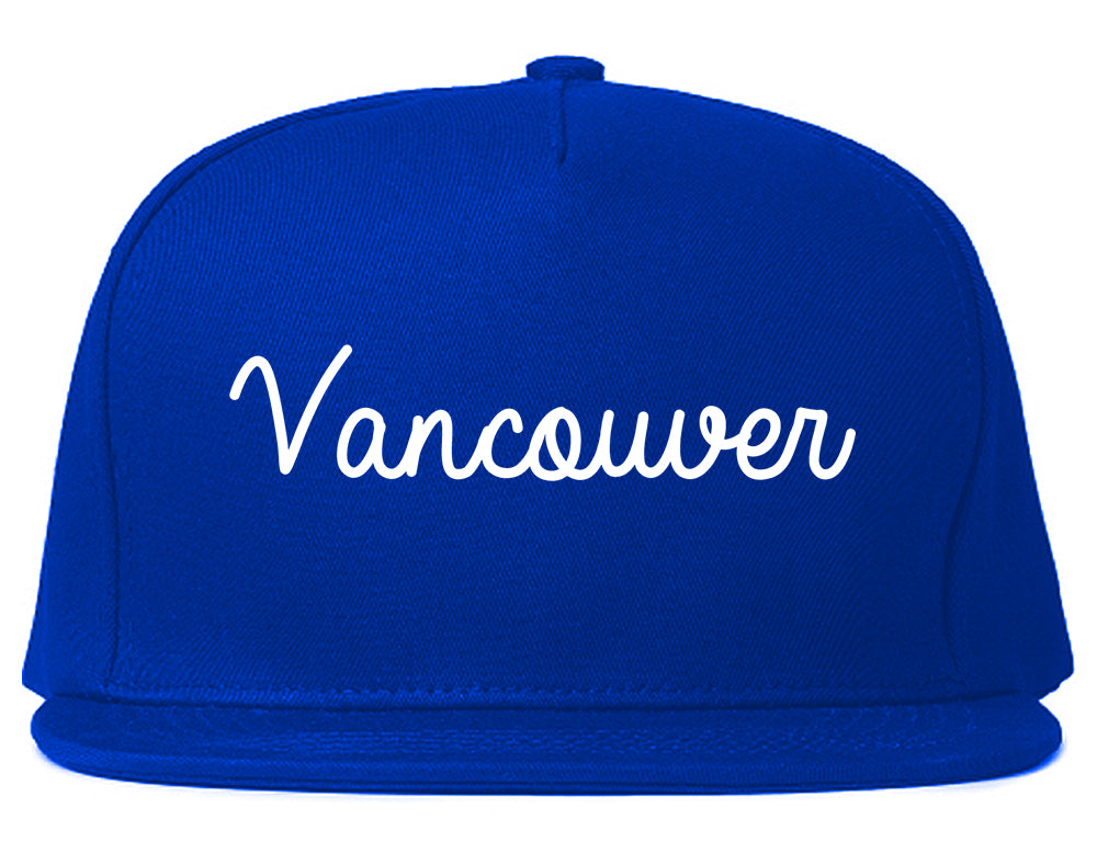 Vancouver Washington WA Script Mens Snapback Hat Royal Blue