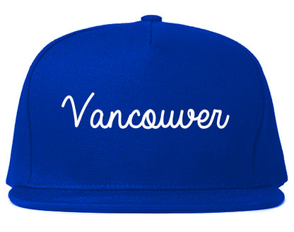 Vancouver Washington WA Script Mens Snapback Hat Royal Blue