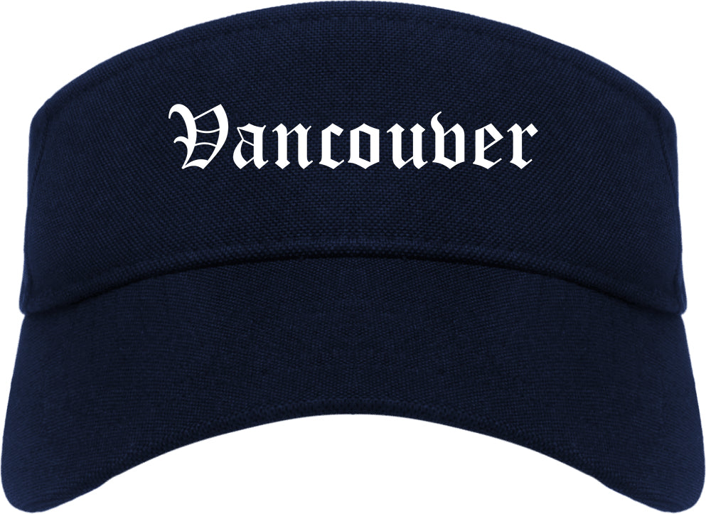 Vancouver Washington WA Old English Mens Visor Cap Hat Navy Blue
