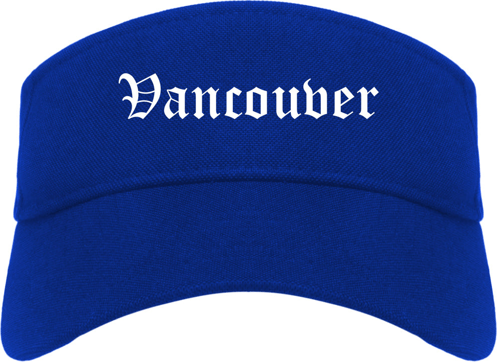Vancouver Washington WA Old English Mens Visor Cap Hat Royal Blue