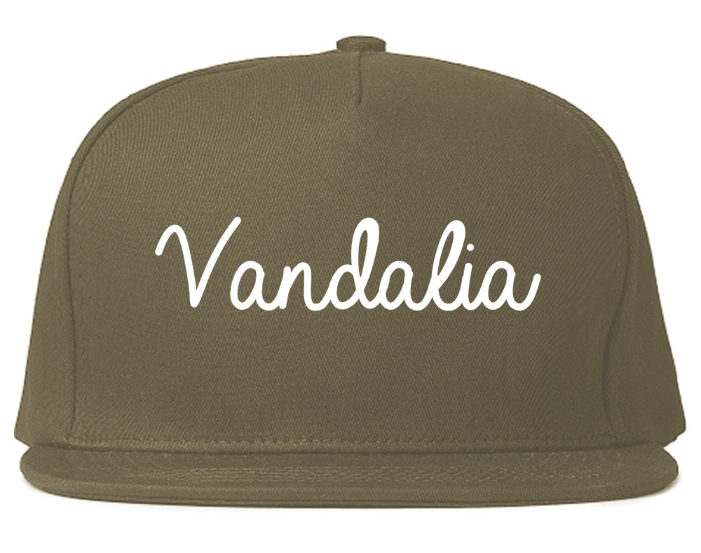 Vandalia Illinois IL Script Mens Snapback Hat Grey