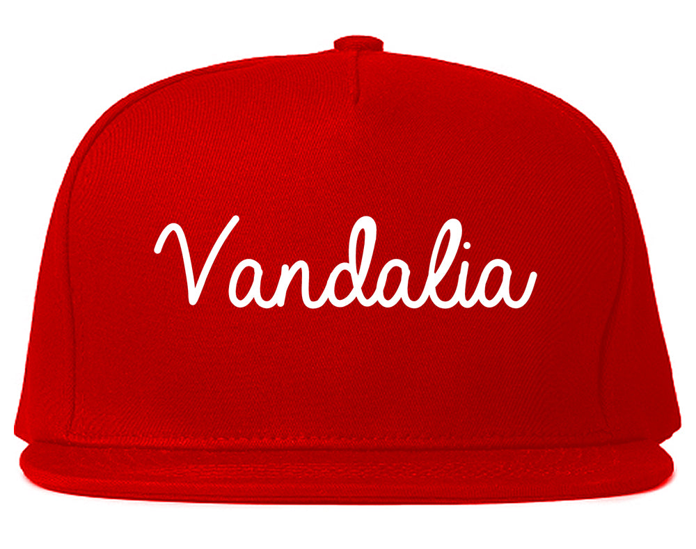 Vandalia Illinois IL Script Mens Snapback Hat Red